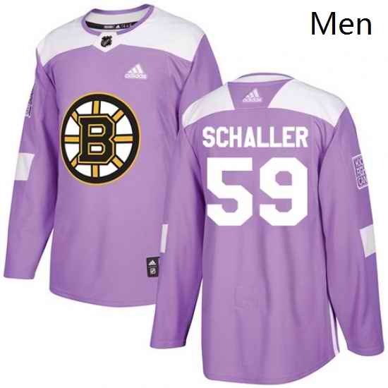 Mens Adidas Boston Bruins 59 Tim Schaller Authentic Purple Fights Cancer Practice NHL Jersey